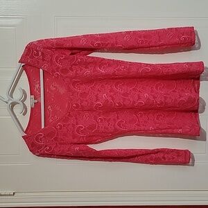Talula Lace Pink Long Sleeve Blouse US S